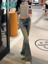 Lunivop Woman Casual Jeans Tight Bodycon Denim Straight Leg Tie-Dyed Pants Sweet All-Match Clubwear